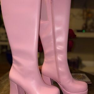 Dolls Kill Pink Heeled Boots